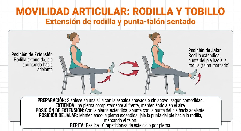 Extensión rodilla y punta talón